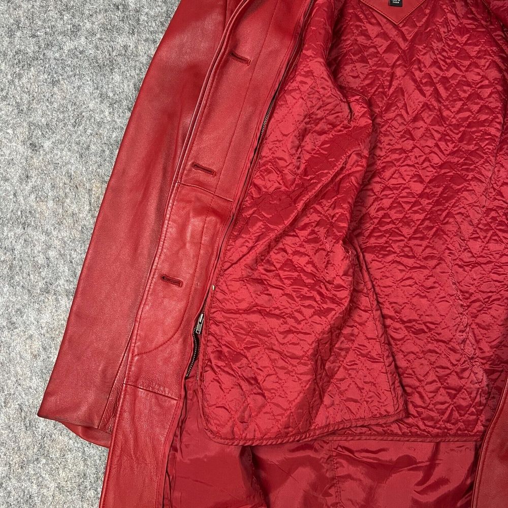 Valerie Stevens Women's Lamb Leather Jacket Large Red Removable Collar and Liner - Picture 4 of 11